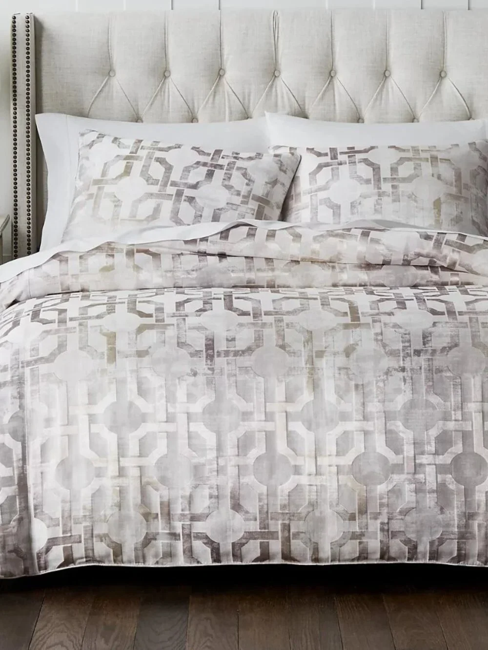 Hotel Collection Luxury Fresco 3Pc Queen Duvet Cover Set Gold Jacquard - New